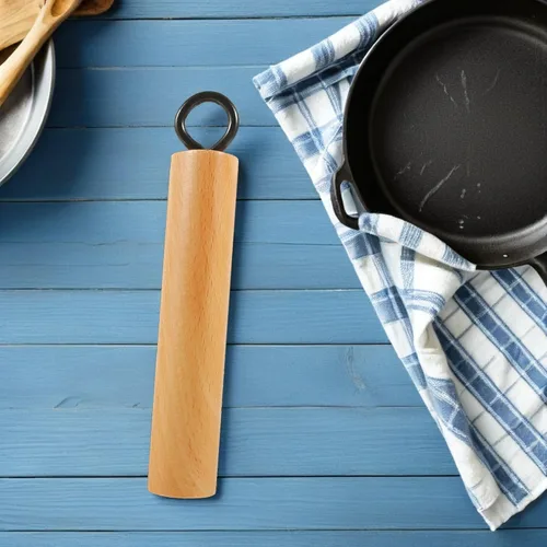 Vista 6 de Mikinona Wok Mango Wok Accesorios Mango Desmontable Utensilios de Cocina de Repuesto de Olla de Repuesto de Mango de Madera Universal Utensilios