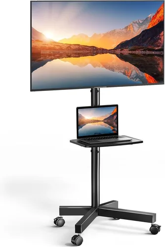 Vista 9 de PERLESMITH Soporte de TV rodante para televisores de 23 a 62 pulgadas, carrito de TV móvil para exteriores con capacidad para hasta 99 libras