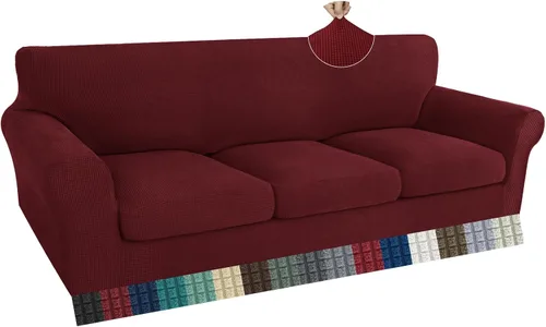 Vista 48 de ZNSAYOTX 2 fundas para sillas con brazos para sala de estar, súper suave, con funda de cojín de asiento, gruesa, duradera, mezcla de elastano, alta