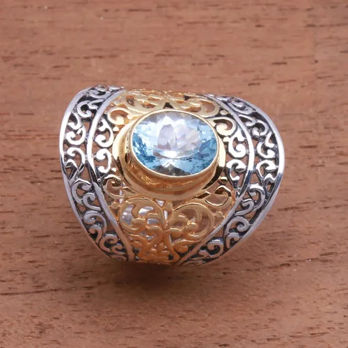 Vista 2 de NOVICA - Anillo de piedra preciosa para niñas y mujeres
