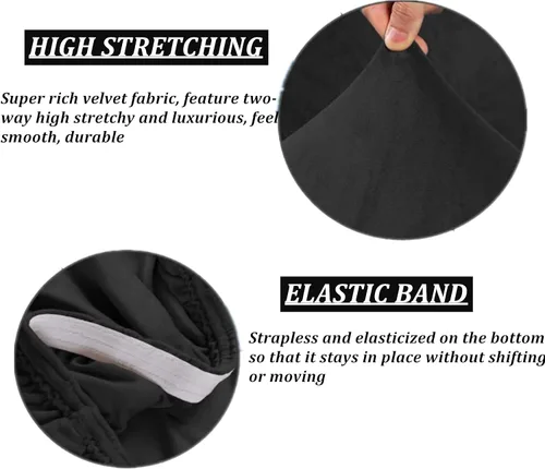 Vista 3 de Fundas elásticas de terciopelo para sillas de comedor, suaves, extraíbles y de comedor, color negro, 2