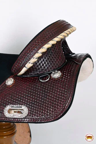 Vista 7 de HILASON Treeless Western Saddle Hand-Tooled Leather Trail Barrel Pleasure Riding with Bridle