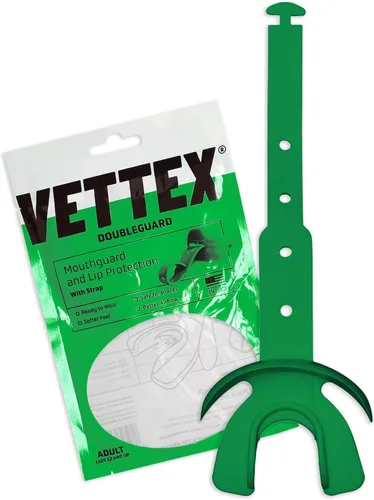 Vista 23 de Vettex Doubleguard Protector bucal con Protección de Labios - Adulto, Aguamarina Football, Lacrosse, MMA, Boxing, Adjustable Helmet Strap, Braces
