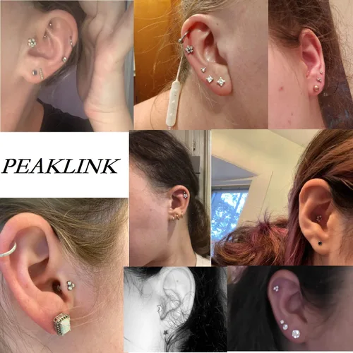 Vista 6 de PEAKLINK Titanium Crystal Labret Studs16G Labret Jewelry Labret Internally Threaded Earring Helix StudsTragus Cartilage Conch Ear Piercing Body
