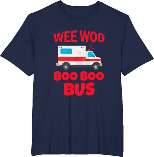 Vista 50 de Wee Woo Boo Boo Bus First Responder - Camiseta divertida de ambulancia, Negro, S