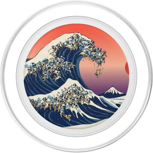 Vista 2 de La gran ola de pugs de arte japonés PopSockets de Huebucket PopSockets PopGrip: agarre intercambiable para teléfonos y tabletas PopSockets MagSafe