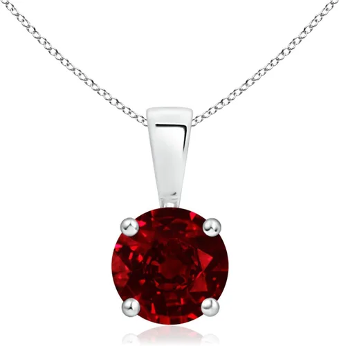 Vista 22 de Angara Round Ruby Solitaire Necklace in Sterling Silver A-Good