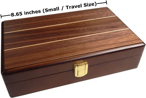 Vista 2 de Best Chess Set Tracy Mini Travel Rummy Tile Juego de mesa en caja de madera con estantes de madera y azulejos de urea