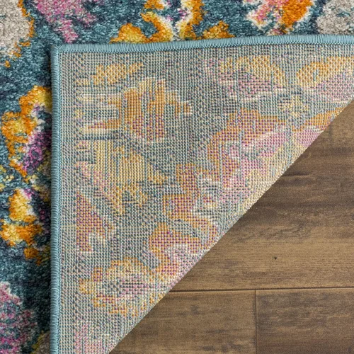 Vista 4 de SAFAVIEH Madison Collection - Alfombra decorativa de 2 pies 3 pulgadas x 3 pies 11 pulgadas, color azul y naranja, diseño de damasco bohemio,