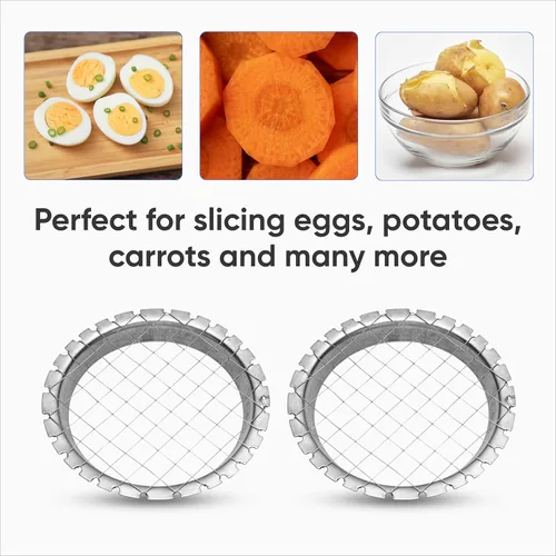 Vista 5 de Picador de huevos y verduras de acero inoxidable - Rejilla de alambre/rebanadora para huevos duros, zanahorias y papas - Picador manual