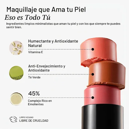 Vista 4 de Nudestix Nudies Matte Lux – 3-in-1 Soft-Matte Blush Stick for Cheeks, Eyes & Lips with Built-In Brush Cream-to-Powder Finish with Blurring Effect