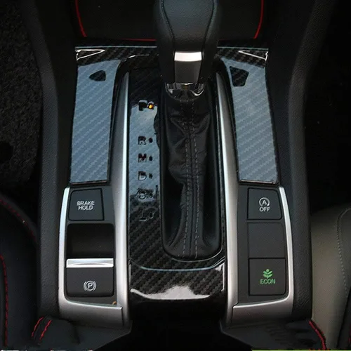 Vista 3 de Kadore Cubierta del marco del panel de cambios de la consola central de fibra de carbono para Honda Civic 10ª generación 2016-2021 transmisión