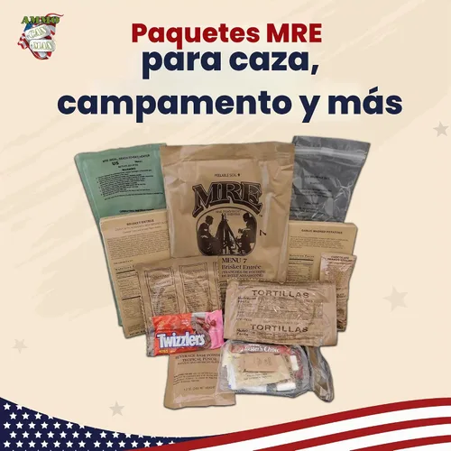 Vista 2 de MREs (Meals Ready-to-Eat) caja A, menús militares originales de EE. UU. 1-12 de Rothco