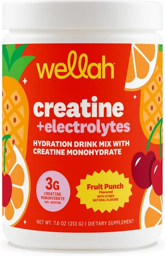 Vista 12 de Wellah Creatina + electrolitos en polvo (Blue Hawaii) 30 porciones - Mezcla de bebida de hidratación con 0.11 onzas de monohidrato de creatina