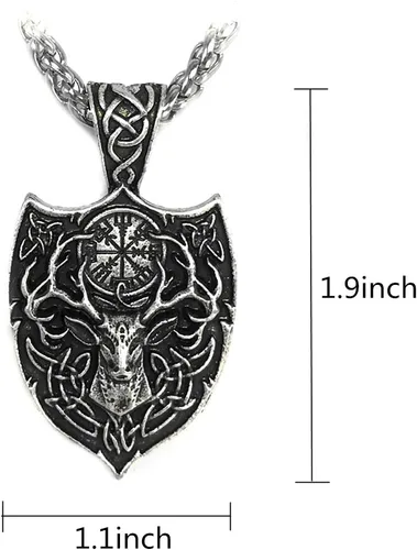 Vista 2 de Leprato Collar vikingo nórdico, amuleto de runa vikinga nórdica, dije de amuleto vikingo, regalo de joyería para hombres y mujeres
