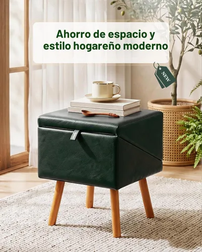 Vista 7 de Escaleras plegables para perros pequeños y otomana de piel sintética Verde oliva