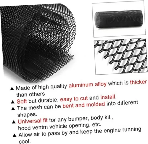 Vista 6 de Parrilla de coche de malla de aleación de aluminio negro Parachoques automotriz inserto con patrón ligero protector de malla frontal