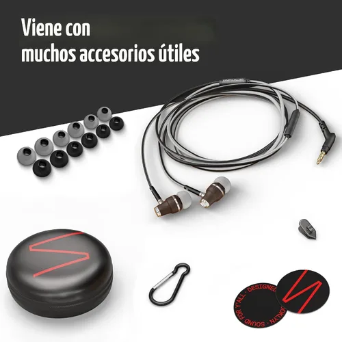 Vista 6 de Auriculares sintonizados NRG 3.0 Premium Madera aisladores de sonido, con micrófono y control de volumen, estilo madera