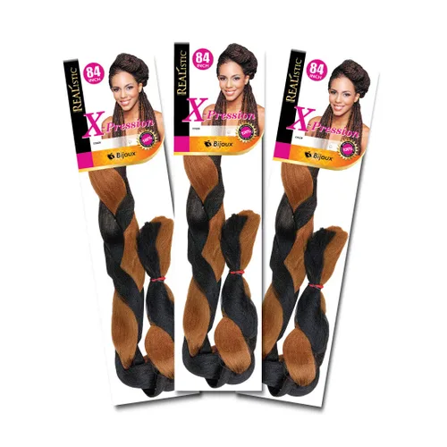 Vista 9 de Realistic Trenza original X-Pression 84 pulgadas 100% Kanekalon (paquete de 3, 1) M-61XPRES84
