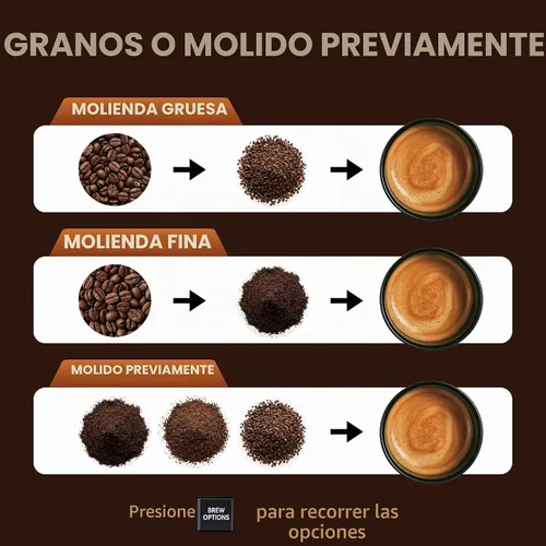 Vista 9 de Elite Gourmet Cafetera de 12 tazas con molinillo integrado, niveles gruesos Acero inoxidable y negro