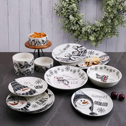 Vista 5 de Fitz & Floyd Fitz and Floyd Snow Days Snowman - Plato para servir, 16 pulgadas, multicolor