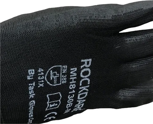 Vista 7 de Task Force - Guantes de trabajo de seguridad con revestimiento de poliuretano, 12 pares, guantes de punto sin costuras con revestimiento