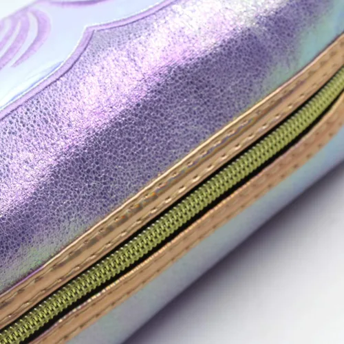 Vista 8 de Bolsa de cosméticos holográfica, organizador de artículos de tocador de viaje, bolsa de almacenamiento de sirena, estuche de, Azul