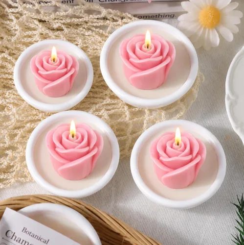 Vista 4 de 2 moldes de silicona con diseño de flores para velas, molde de decoración de pastel de chocolate con flores 3D, cera de jabón, resina epoxi