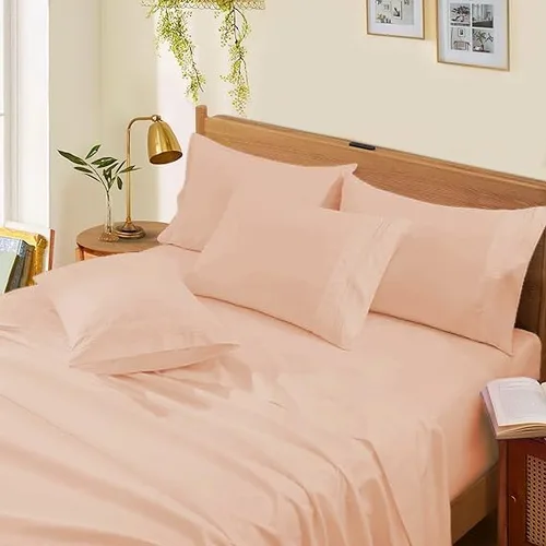 Vista 29 de Sábanas de cama tamaño Queen – 21 pulgadas de profundidad – Juego de 4 sábanas 100% algodón egipcio, rayas plateadas, de lujo, súper suavidad