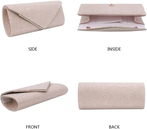 Vista 4 de Naimo Aleta deslumbrante bolso de embrague bolso de noche con cadena desmontable