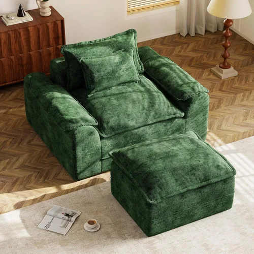Vista 20 de Hobestluk Cloud - Sofá individual de espuma viscoelástica con asiento profundo, sofá en forma de L con funda extraíble, sofá grande para sala