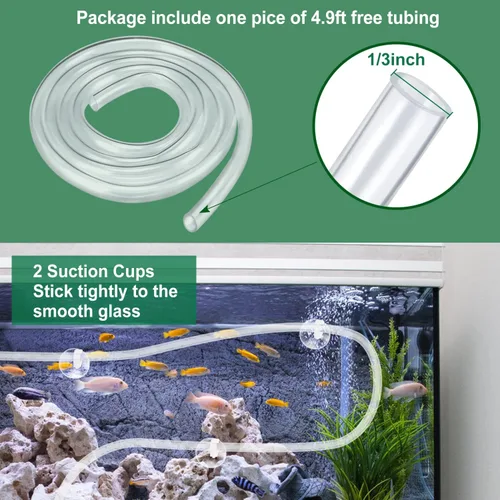 Vista 3 de CWKJ Paquete de 2 bombas de agua sumergibles de 80 GPH (4 W 300 L/H) con tubo de 4.9 pies (1/3 pulgadas de ID), 3 boquillas para acuario, estanque