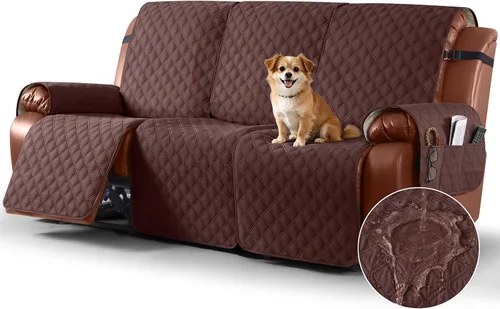 Vista 29 de Ruaozz Funda impermeable para sofá reclinable, lavable, funda antideslizante de 1 pieza, protector de muebles con correas elásticas, bolsillo
