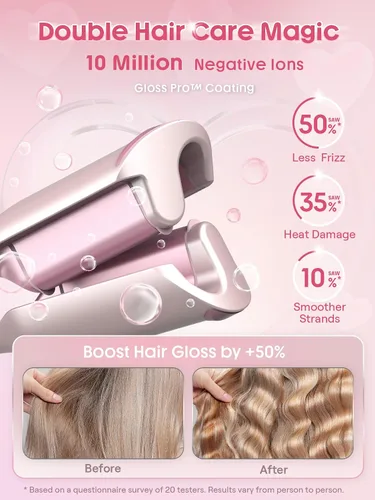Vista 9 de SHEGLAM Ondulador de cabello ondulado de playa (rosa, 0.75 pulgadas)