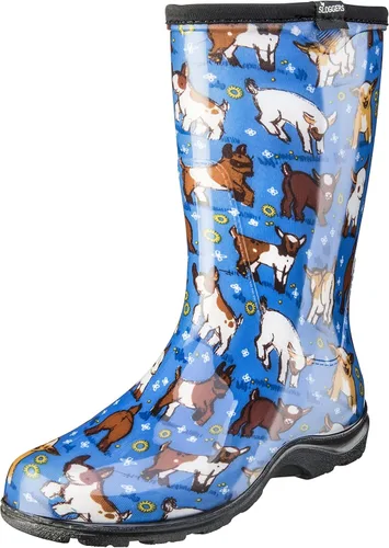 Vista 2 de Sloggers Botas de lluvia de jardín impermeables para mujer, bonitas botas de barro y mugre a media pantorrilla con plantilla de apoyo cómoda