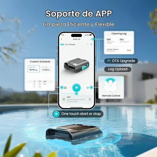 Vista 3 de AIPER Surfer S2 Robot de Limpieza de Superficie de Piscina con Energía Solar con Soporte de APP, Limpieza Continua 24/7, Modos de Carga Dual, Gris
