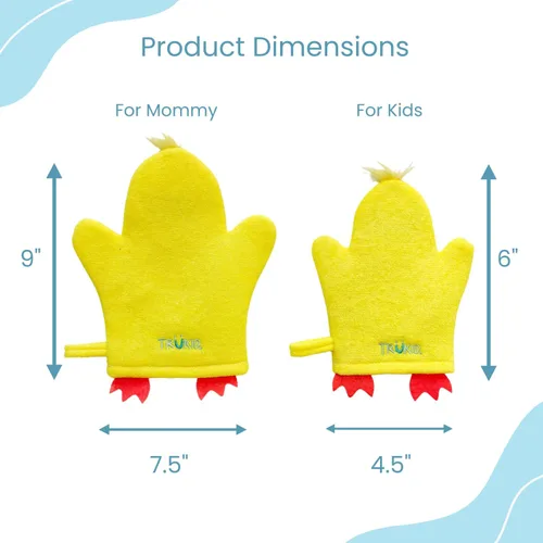 Vista 5 de TruKid BubbleGlove, guantes de baño de esponja, marioneta de mano para niños y niños, esponja de baño y guante de toalla para bebés para niños