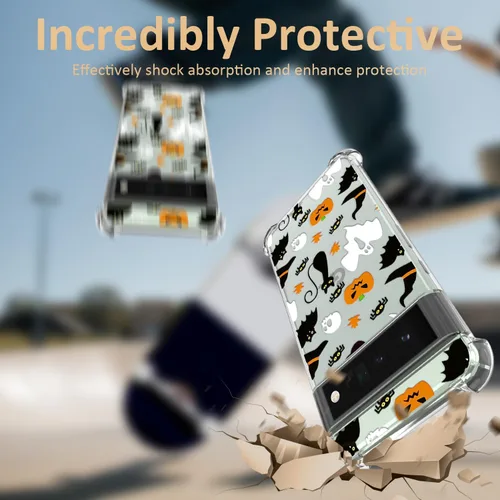 Vista 3 de Funda transparente de Halloween para Google 6a, con patrón de fantasma, funda protectora de TPU suave, delgada, a prueba de golpes, para niños