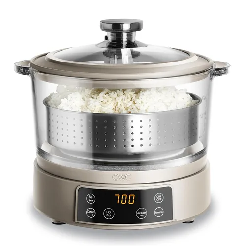 Vista 11 de COOK WITH COLOR Olla de arroz de vidrio mini de 3L baja en carbohidratos – Contiene 2 tazas crudas/Produce 6 tazas cocidas con cesta de filtro
