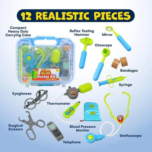 Vista 4 de Kit de médico de Kidzlane para niños - Juego de médico para niños con estetoscopio electrónico - Juego de médico para niños - Juego de médico