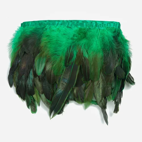 Vista 14 de Shekyeon Borde de flecos de plumas de gallo de 2 yardas para decoración de disfraces (negro)