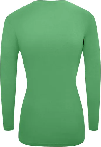 Vista 2 de Natural Uniforms Camiseta de manga larga con cuello en V para mujer