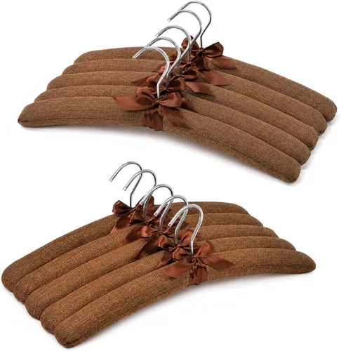 Vista 13 de JS Hanger Percha acolchada para suéteres, perchas extra grandes de 17 pulgadas con cubierta de satén, sin protuberancias de hombro para ropa de Negro