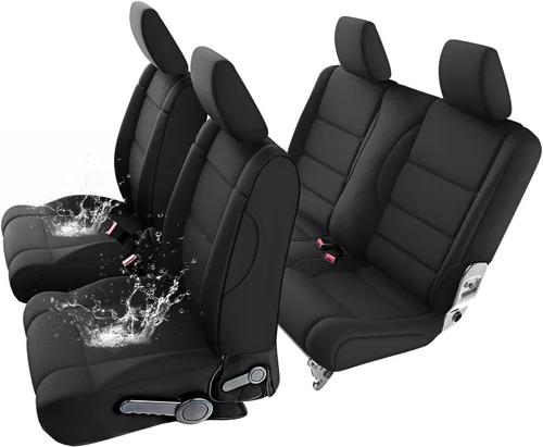 Vista 11 de GIANT PANDA Fundas de asiento de neopreno para Jeep Wrangler TJ (2003-2006), fundas de asiento impermeables de neopreno, acolchadas de espuma