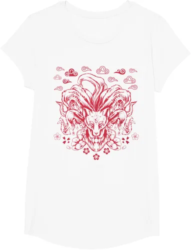 Vista 18 de Camiseta de anime japonés Nine Tails Fox Kitsune, Negro