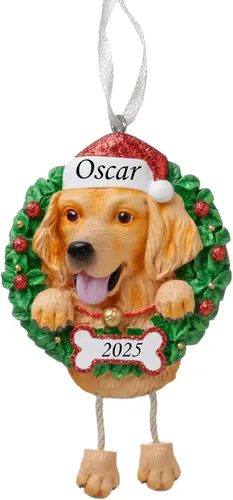 Vista 23 de Adorno personalizado para 2025, raza pura de perro Beagle, adorno para árbol de Navidad, decoración profesional personalizada, regalo para cachorro