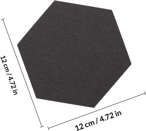 Vista 2 de Tablero de pared hexagonal de fieltro autoadhesivo, 12 unidades, azulejos de notas de boletín absorbentes de sonido para decoración del hogar Negro