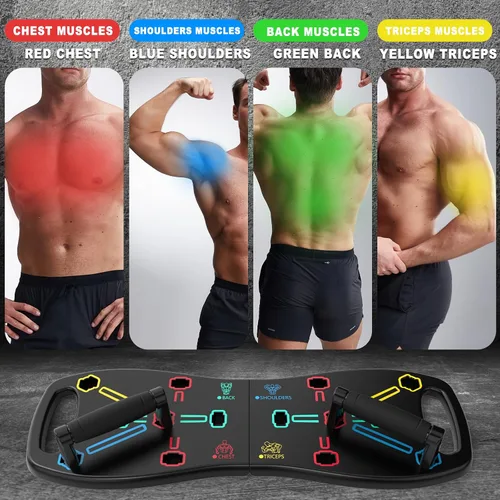 Vista 4 de HOTWAVE Push Up Board, Portable Pushup Board for Men, Foldable Push Up Bar Multifunctional Pushup Handles for Floor, Strength Training Equipment