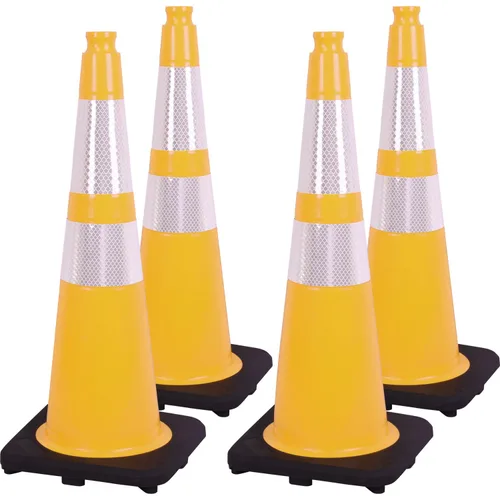 Vista 19 de Conos de Tráfico de PVC Naranja/Verde Fluorescente, Cono de Estacionamiento con Base Negra Pesada Estructuralmente Estable Resistente a