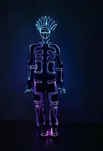 Vista 2 de Gracecolorlife Tron - Disfraz de legado, disfraz de fibra óptica para cosplay, ropa iluminada